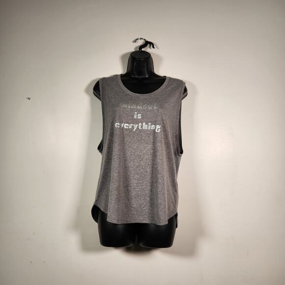 FABLETICS Janis Graphic Muscle Tank Womens S Grey Silver MIND SET IS EVERYTHING - Picture 1 of 9